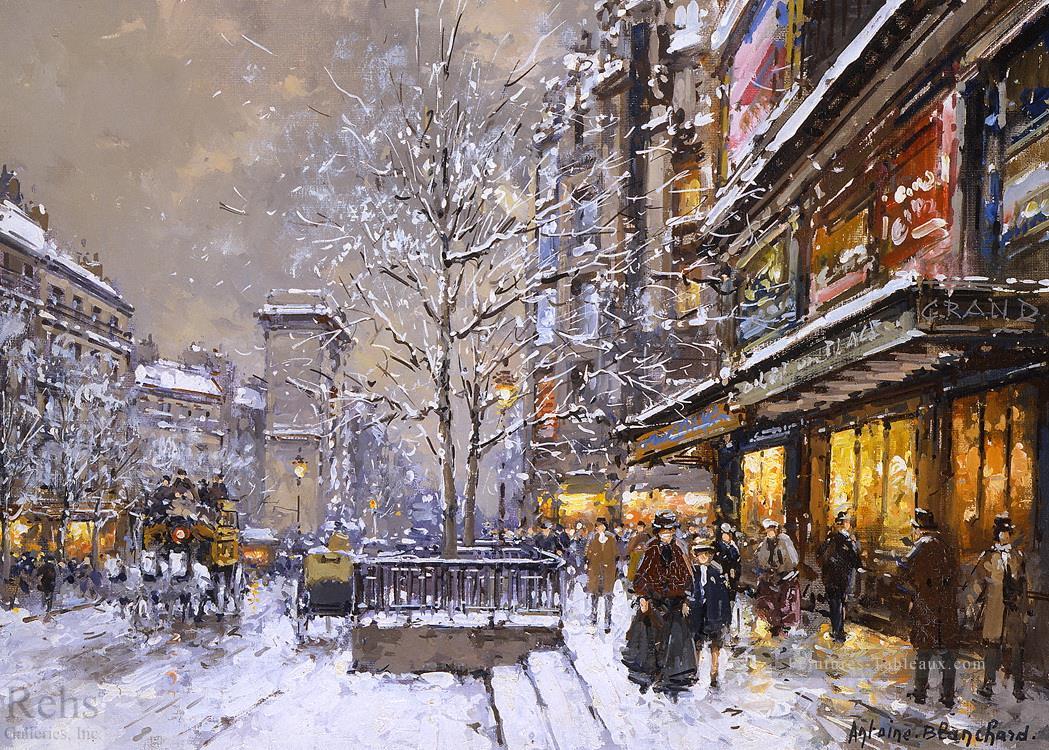 AB grands boulevard et porte st denis sous la neige Parisien Peintures à l'huile